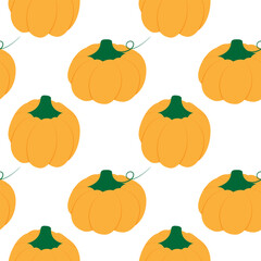 Minimalistic Hand drawn Pumpkins Seamless Pattern Thanksgiving or Autumn events Festive Background