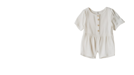Soft, light romper for toddlers designed for summer, featuring buttons and an elastic waist for ease of wear