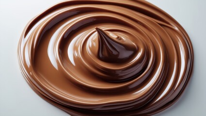 Beautiful swirling shape of a chocolate liquid circle made of dark cocoa isolated on white background