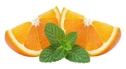 Isolated Orange Slices and Mint