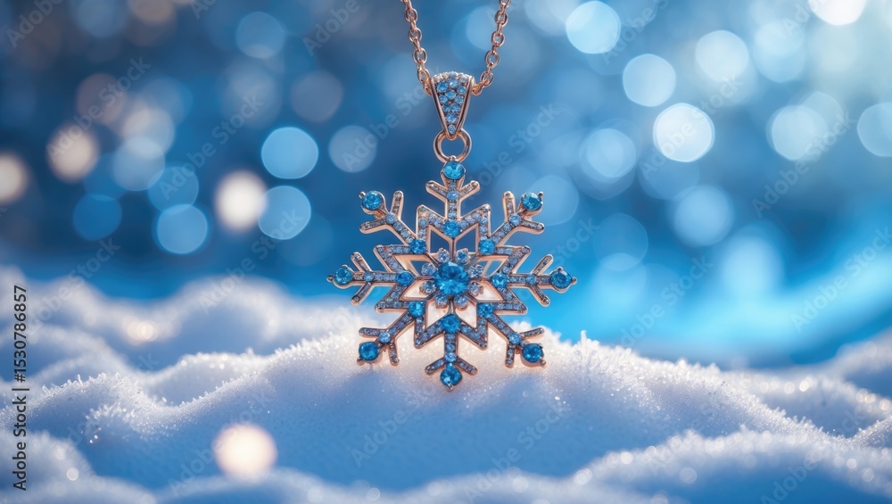 Aufkleber christmas winter background â€“ an image of a decorative snowflake resting on a snowdrift within a w