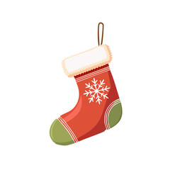 Christmas Stocking with Snowflake Icon Vector Illustration