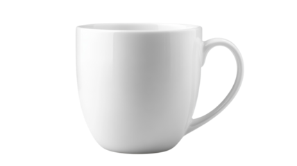 Simple, elegant white mug stands ready to hold coffee, tea, or other drinks in a cozy setting