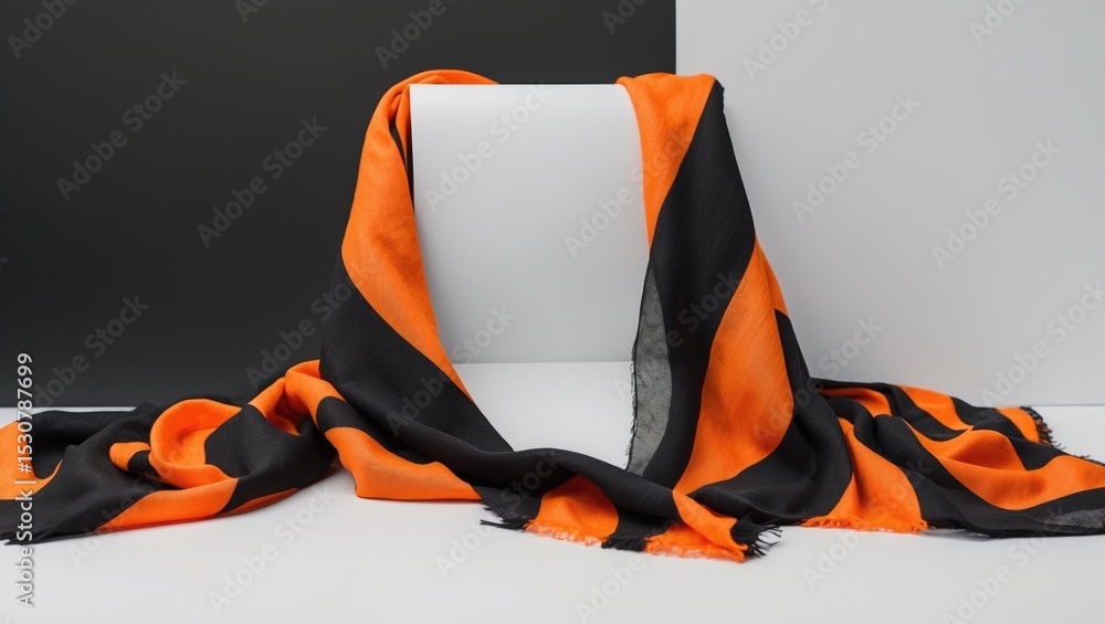 Poster artistic mockup for your artwork featuring george ribbon and an empty card shot from above. flat lay