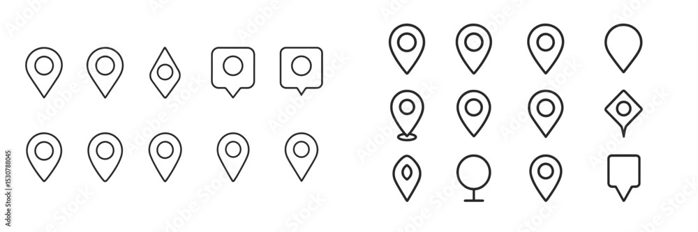 Poster Set of minimalist location icons designed for modern graphic projects and web applications