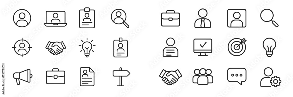 Aufkleber Vector icons representing career development and job search activities in a modern digital context
