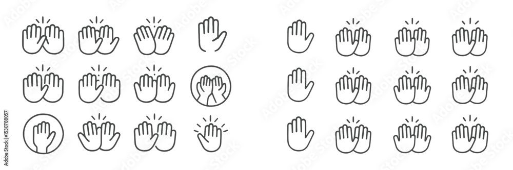 Aufkleber Hand gesture illustrations showing different styles of high-fives and hand claps in simple graphic form for creative use