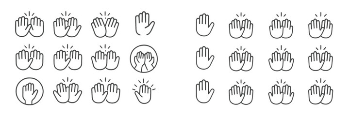 Obraz premium Hand gesture illustrations showing different styles of high-fives and hand claps in simple graphic form for creative use