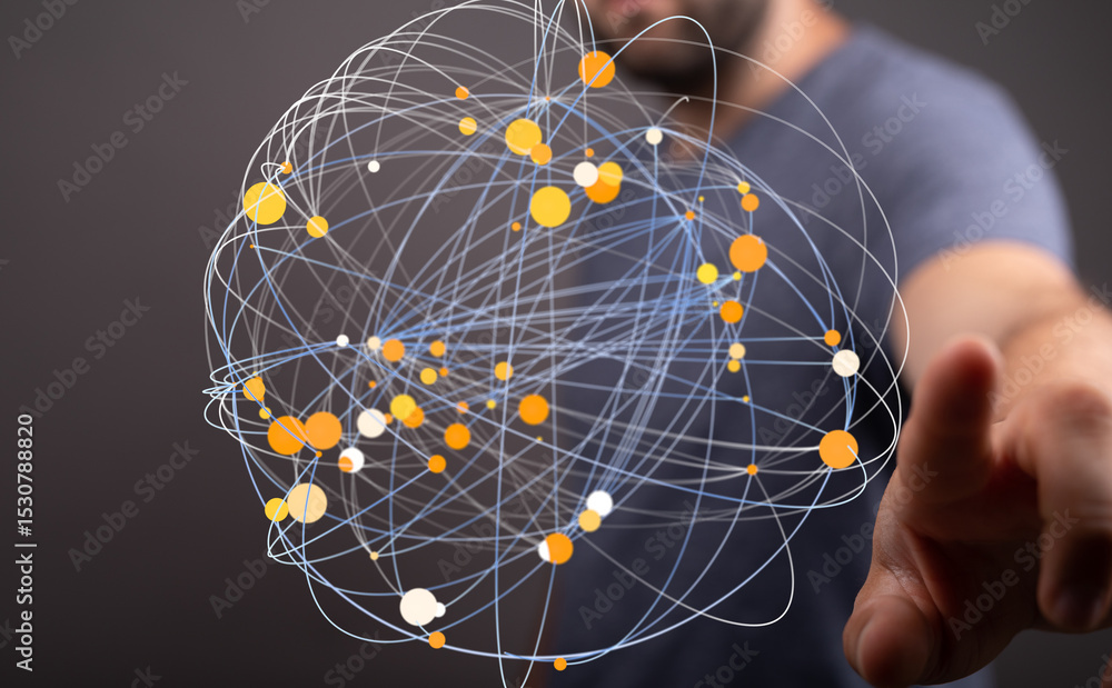 Poster Abstract image of a global network, representing connection, communication, and data flow.