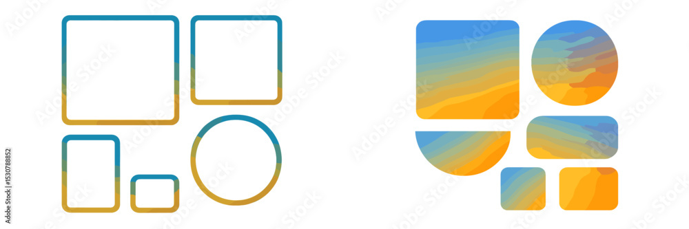 Aufkleber creative design showcasing colorful geometric shapes in a modern style for digital projects and bran