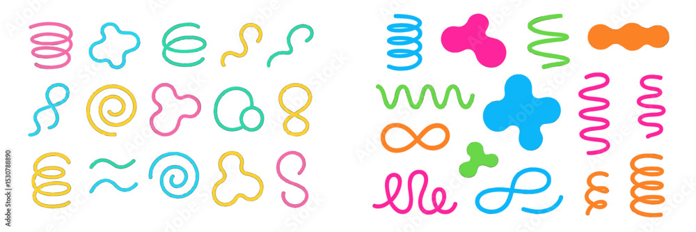 Poster colorful abstract shapes in playful designs ideal for art projects and creative expressions