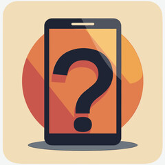 Smartphone with question mark displayed on screen in flat style  