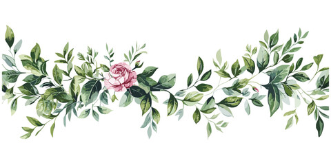 Floral border with golden greenery, botanical art, foliage design, wedding invitation card, birthday celebration, summer background, holiday decor, vector illustration.