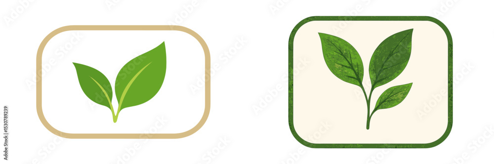 Aufkleber minimalist leaf designs showcasing two different styles of foliage in a simple artistic presentation