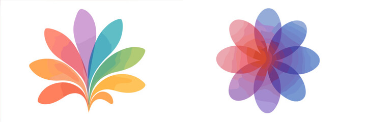 Fototapeta premium Colorful abstract floral designs showcase vibrant shapes and gradients with a playful aesthetic suitable for various creative projects