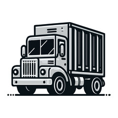 A Classic Delivery Truck Depicted With Clean Lines And A Vintage Aesthetic Illustration Style
