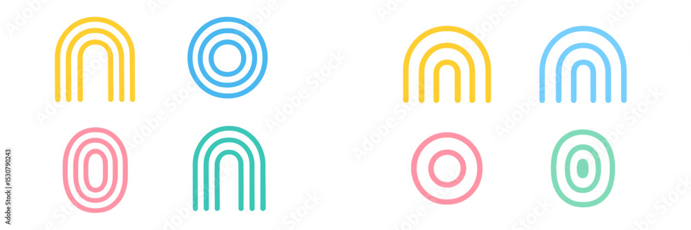 Poster colorful abstract patterns featuring layered rainbow designs in pastel and bright hues from various 