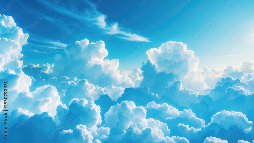 Aufkleber blue sky with clouds background featuring empty space for copy or text.