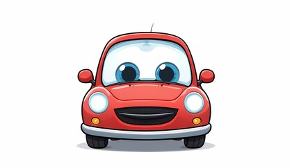 Adorable Cartoon Red Car Illustration Cute Vehicle Character Design