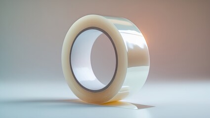 Transparent adhesive tape used for clerical purposes isolated on white background.