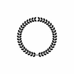 black and white silhouette circular laurel foliate and oak wreaths depicting an award, achievement, heraldry, nobility.