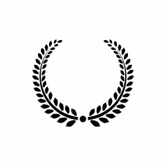 black and white silhouette circular laurel foliate and oak wreaths depicting an award, achievement, heraldry, nobility.