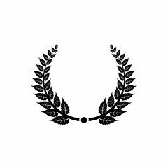 black and white silhouette circular laurel foliate and oak wreaths depicting an award, achievement, heraldry, nobility.