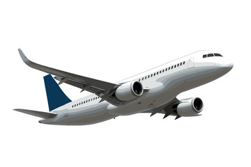 Obraz premium Airplane taking off against a clear sky highlighting its streamlined design and powerful engines