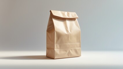 Brown craft small paper bag packaging template isolated on white background. Packaging template mockup set. Stand-up pouch front view package.