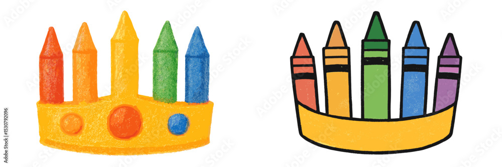 Poster colorful crown made of crayons designed for a fun art project in a creative learning space