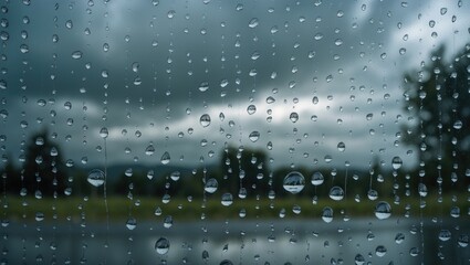 Close-up of a water drop on a glass surface.