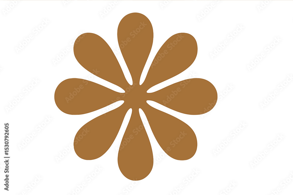 Poster unique abstract design featuring a stylized flower shape with a warm brown color against a white bac