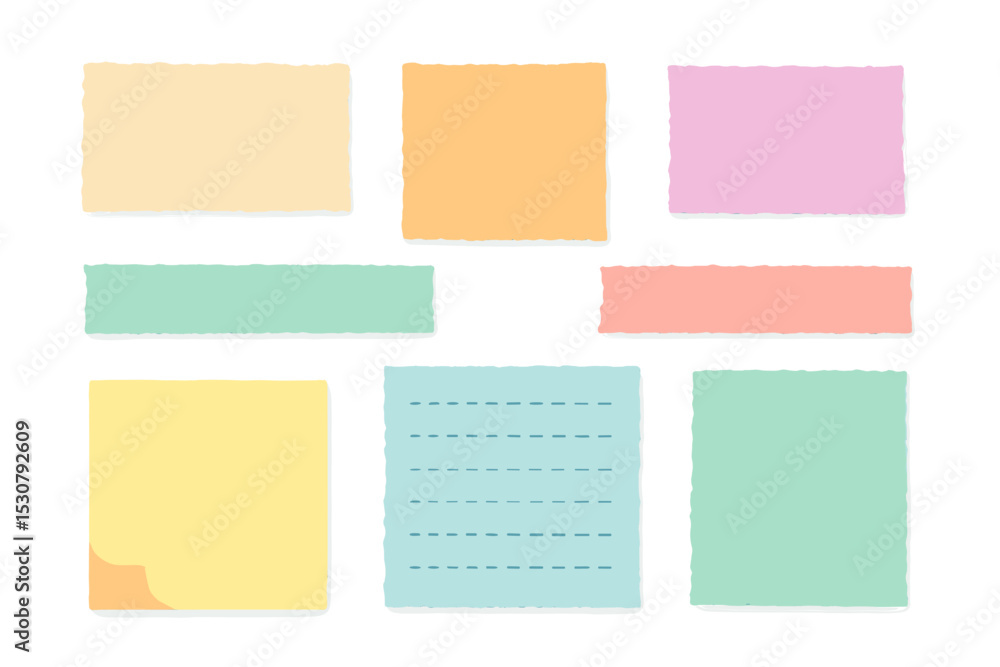 Poster Colorful sticky notes arranged in a creative layout on a white background for organization and brainstorming