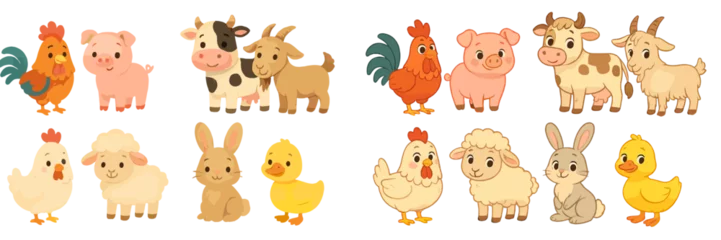  Farm animals gathering and playing together in a colorful illustration showcasing various characters and their friendly interactions © Zaleman