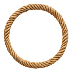 Fototapeta premium Round Braided Rope Frame with Nautical Texture isolated on transparent white background, clipping path