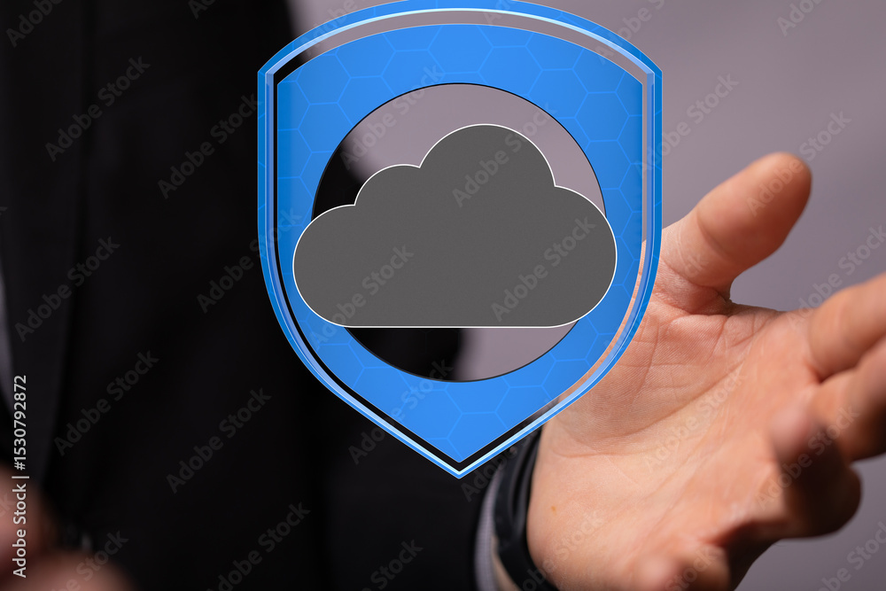 Poster Protecting your data in the cloud.  Ensuring security and privacy with robust cloud solutions.