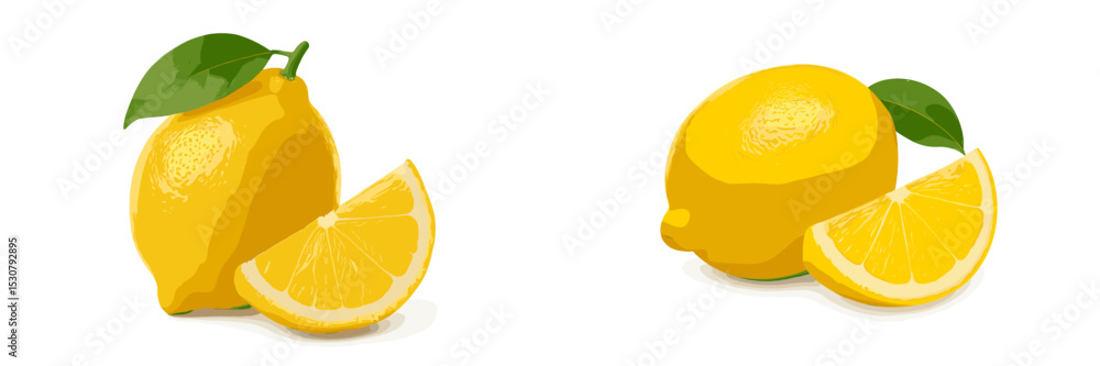 Aufkleber lemons sliced and whole on a white background capturing vibrant yellow color and fresh appearance
