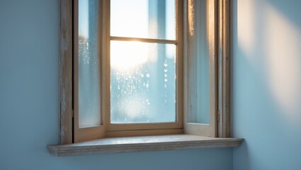 Obraz premium Close-up of a window featuring an empty sill.