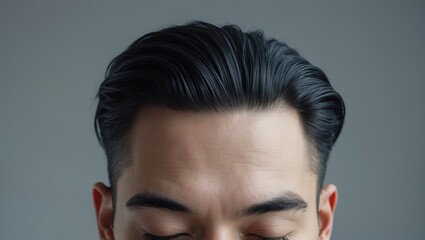 Close-up of a young Japanese man with thin hair.