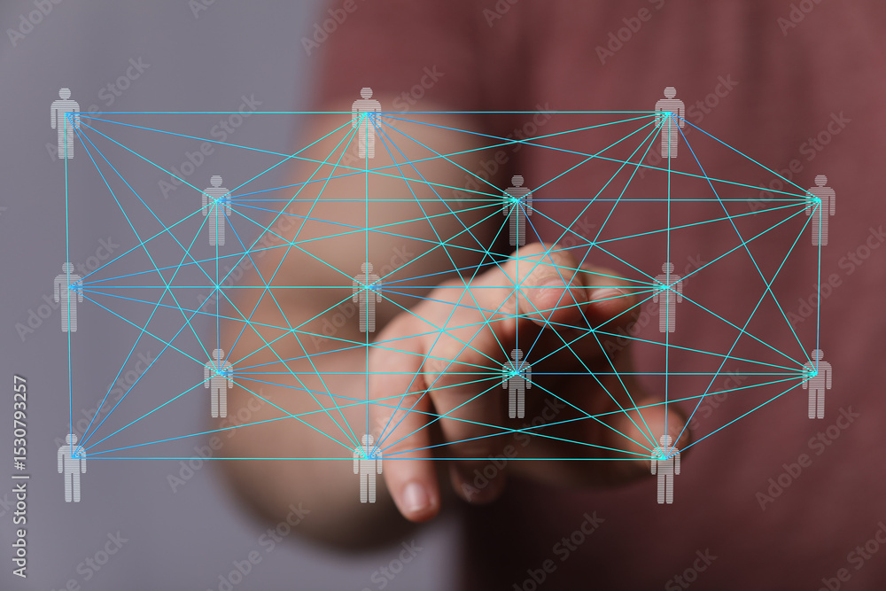Poster Abstract image of a network connection, representing teamwork, collaboration, and global communication.