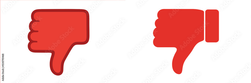 Poster red thumbs down symbols representing disapproval shown on a plain background
