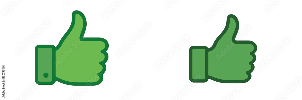 Poster green thumbs up symbols with slight variations in design for digital communication
