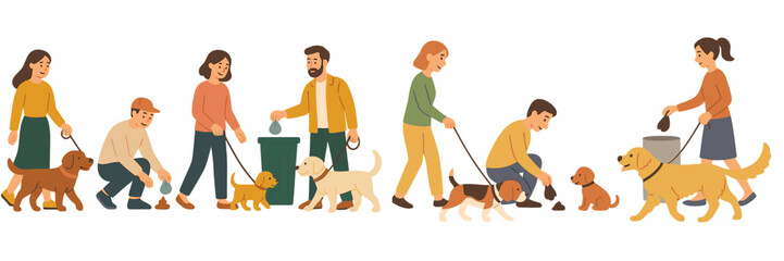 Walking and caring for dogs at a community park during a sunny afternoon with pet owners enjoying time outside