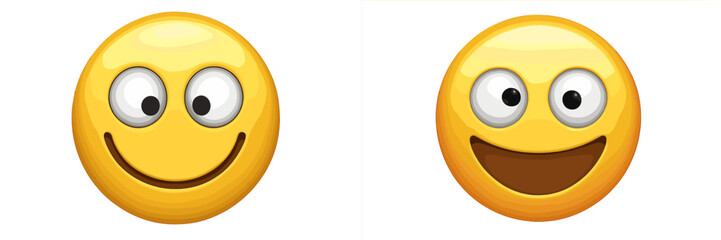 Fototapeta premium Happy emojis displaying cheerfulness and excitement in a bright, colorful design