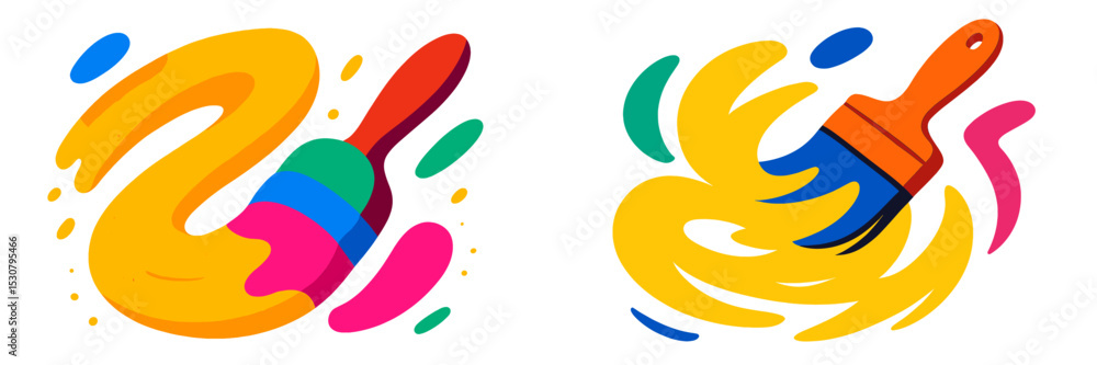 Poster Creative brush strokes in vibrant colors demonstrate artistic expression in an abstract design
