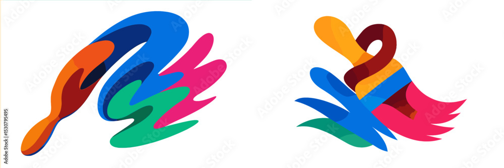Poster Colorful abstract shapes representing creativity and artistic expression in a dynamic style