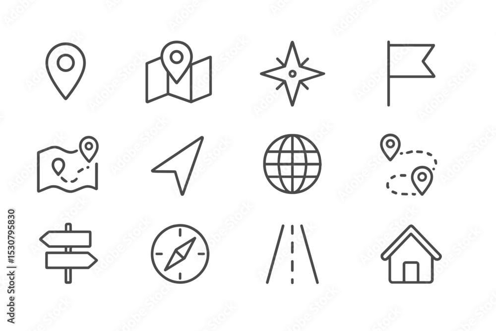 Poster map symbols depict navigation elements for exploration and route planning in a climate-friendly mann