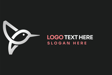 Minimalist Bird Logo Design on Dark Background