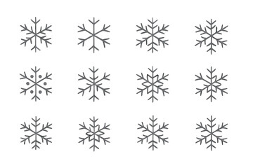 Fototapeta premium Different snowflake designs arranged in a grid pattern showcasing unique shapes and patterns