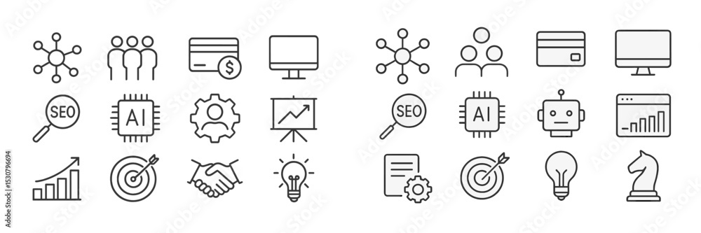 Poster Digital marketing tools and concepts represented by various icons in a clean design suitable for modern business themes